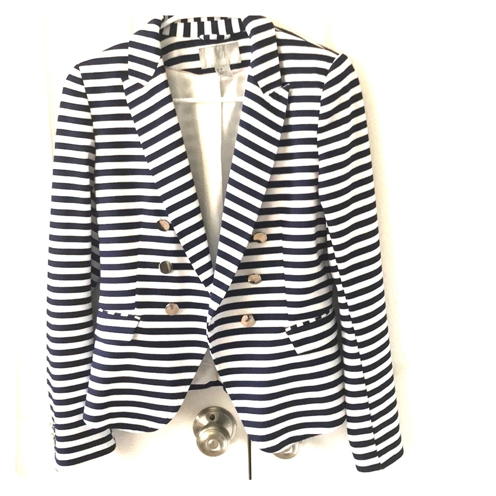 French Navy Striped Blazer